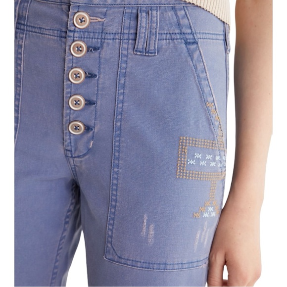 Anthropologie Pilcro The Wanderer Cross-Stitched Pants 27 - Picture 3 of 16